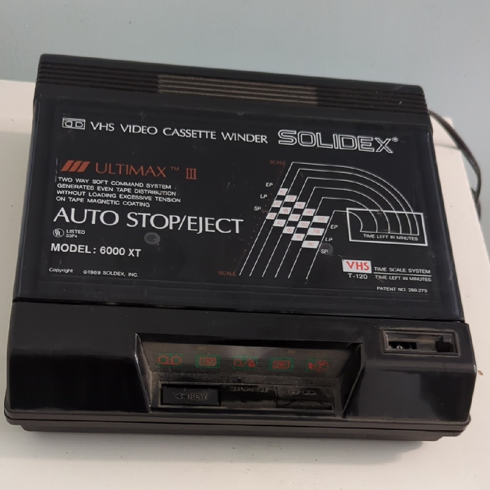 Solidex Ultimate III VHS Video Cassette Winder Model 6000XT Works Well